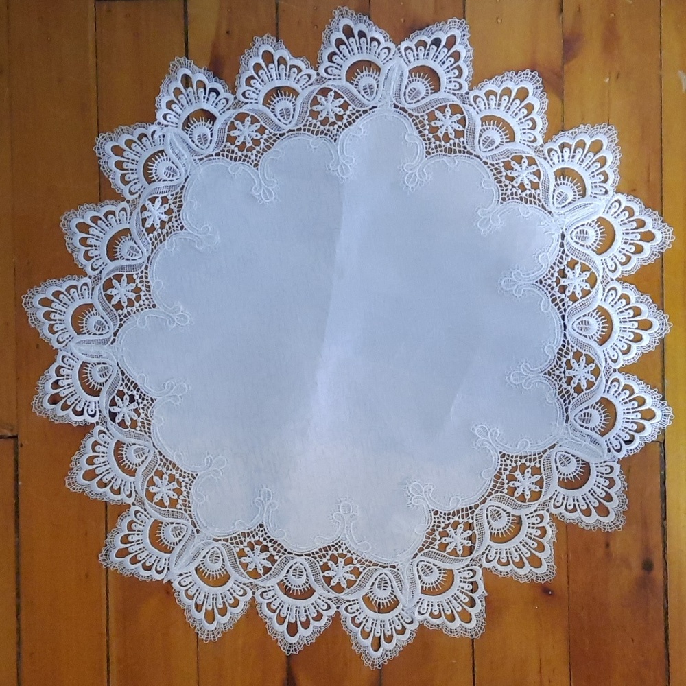 Lace Doily Table Centerpiece Topper Victorian Cottage Vintage Inspired Washable